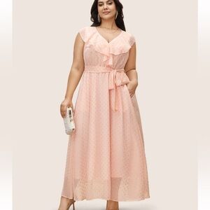 BloomChic Plus Size XL Polka Dot Ruffles Belted Sleeveless Dress us14-16